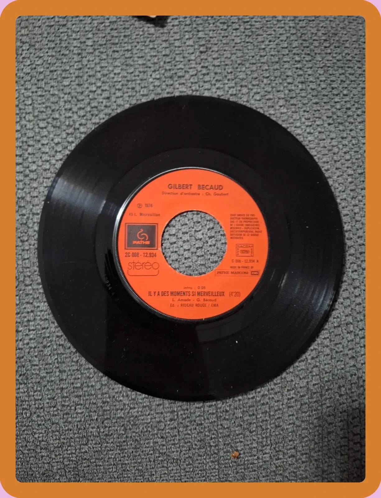 Vinyl 45 tours Gilbert Becaud Felcitations – photo 4